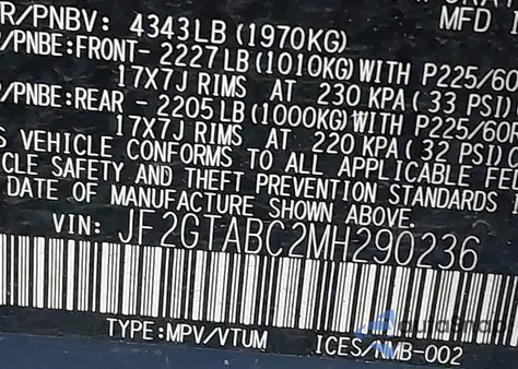 2021 Subaru Crosstrek from USA, damaged, VIN JF2GTABC2MH290236